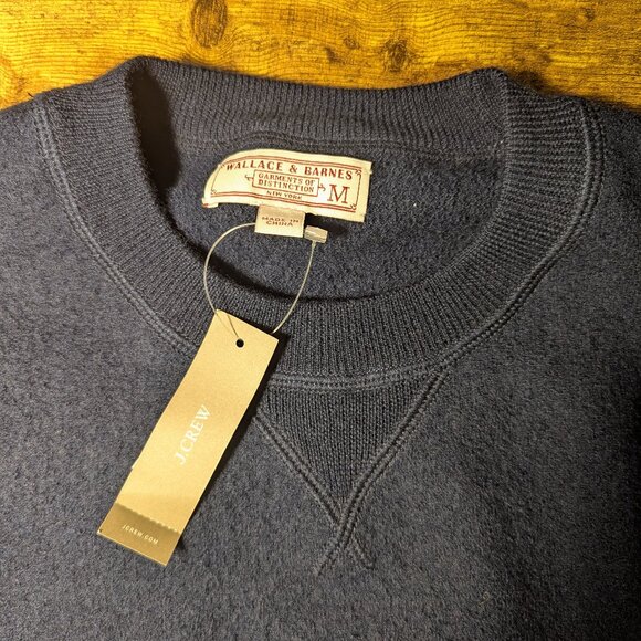 NWT J. Crew Wallace and Barnes Boiled Merino Wool Sweatshirt Men's Medium Navy - Picture 4 of 4